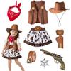 BOYIFEIJIE Costume Western Cowboy per Bambini 3-11 Anni, Set Completo con Cappello, Gilet, Cintura, Bandana Rossa & Accessori, Abito di Carnevale e Cosplay