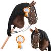 Hobby Horse Land Hobby Horse Bai Marrone crine Neri. Cavallo bastone Completo di Rete, Mors, redina e Galleggia. Testa di cavallo bastone per Hobby Horsing Bambini E Adolescenti