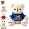 FAHOXUMR Orso Peluche Personalizzato Con Foto E Testo Per Coppie, Orso Bianco Morbido Da 20 cm Con Abbigliamento Per San Valentino Natale Anniversario E Laurea