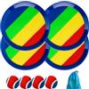 U&C Planet Catchball Game Gioco di Lancio della Palla in Velcro Palla Impermeabile Bambini 3-12 Anni 4 Palette e 4 Palle Lancio e Cattura della Palla Giochi di Famiglia all'aperto, Arcobaleno