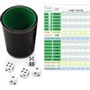 Dwitkul Set Gioco Dadi in Pelle PU con Bicchiere, 5 Dadi e Blocco a Scheda di valutazione(7.5x6x9 cm) - Portatile per Famiglia, Feste, Viaggi e Giochi da Bar.