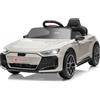 LEADZM Mcchina Elettrica Per Bambini AUDI RS E-tron 12V con Doppi Motori, 3-5km/h Auto Elettrica per Bambini 3-5 Anni, MP3, Sospensioni, Telecomando (Grigio chiaro)