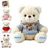FAHOXUMR Orso Peluche Personalizzato Con Foto E Testo Per Coppie, Orso Bianco Morbido Da 20 cm Con Abbigliamento Per San Valentino Natale Anniversario E Laurea