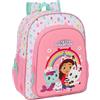 safta GABBY'S DOLLHOUSE - Zaino scuola per bambini, adattabile al carrello, ideale per bambini in età scolastica, comodo e versatile, qualità e resistenza, 32 x 12 x 38 cm