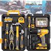 Generic Trapano avvitatore a batteria, set di trapano elettrico al litio con martello e cassetta degli attrezzi in plastica, kit di utensili elettrici da 18 V per casa, ufficio, auto, riparazione di fabbrica