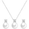 Huacan Set di collana e orecchini di perle in argento sterling 925 coltivato in acqua dolce da sposa set di gioielli da sposa, talla única, Perla sintetica, Nessuna pietra preziosa