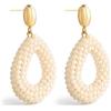 GAZIL Orecchini Pendenti Boho Donna Beige, Orecchini Pendenti Intrecciati con Dettaglio Perla, Orecchini alla Moda Tonalità Oro Leggeri