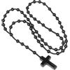 dssmboom Collana con ciondolo a forma di croce per uomini e donne, rosario cattolico con perle di cristallo, Agata nera, Pietra di agata nera