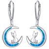 JFASHOP Orecchini a forma di gatto Orecchini a bottone in argento sterling 925 da donna Orecchini a cerchio piccoli Orecchini pendenti con gatti per ragazze Gioielli con animali Regali di San Valentino