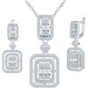 MICMIF Parure Gioielli Donna in Argento 925, Collana Ciondolo Rettangolare Orecchini Set, Collana e Orecchini Pendenti Zircone, Gioielli Festa per Mamma Moglie Fidanzata