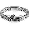 JewelryWe Bracciale da Uomo in Acciaio Inossidabile Cinturino da Motociclista Braccialetto Bangle Motocicletta Colore Argento
