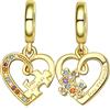Rimgoris 925 Charm in argento sterling per le donne bracciali collana in oro rosa Festa della mamma Cuore Ruby Mamma Cuore Luna Madre Figlia Fortuna Quadrifoglio Amicizia