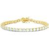 FANCIME Bracciale da donna in oro 14K con gemma sintetica, pietra di nascita, regalo di gioielli per lei, donne e ragazze, lunghezza 19 cm, 19 cm, Argento sterling, Opale
