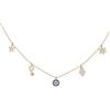Leargiss Nazar Boncuk Collana da donna in argento sterling 925 con 5 ciondoli con zirconi blu e pietra bianca (Nazar occhio Evil Eye) e Argento colore Stile collana portafortuna. Colore oro cod. L2CSA30