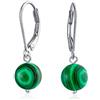 Bling Jewelry Semplice Perlina Rotonda Malachite Verde Scuro Gemstone Leva Indietro Orecchini A Sfera Per Le Donne Teen .925 Sterling Silver