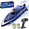 Cirmine Barca Telecomandata 35 km/h con LED, Funzione Flip, Raffreddamento ad Acqua, Allarme Batteria Scarica e Distanza, 2 Batterie, Impermeabile, 2.4 GHz, per Bambini e Adulti, per Lago e Piscina