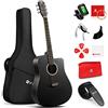 Vangoa 4/4 Chitarra Acustica Destro 41 pollici Principianti Adulti Cutaway Chitarra Folk Kits con 6 corde, Borsa, Capotasto, Accordatore, Battipenna, Plettro, Nero