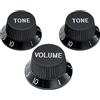 Musiclily Pro Metrica 18 Splines Manopole 1 Volume 2 Tono Strat Knobs Set per Chitarra Elettrica USA/Mexico Fender Stratocaster, Nero