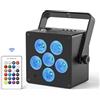 Oloaxolx 50 W Faro Par LED Batteria Uplight con telecomando, 6 in 1 RGBWA+UV DMX512 Luce da palco con 5500 mA Batteria incorporata ricaricabile per DJ discoteca party KTV matrimonio compleanno