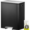 EKO EcoCasa II - Pattumiera doppia con coperchio in acciaio inox, 36 L + 24 l, con coperchio, scomparto per deodorante, resistente agli odori e alle impronte digitali, colore: nero opaco