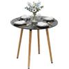 Relaxdays Tavolo da pranzo, rotondo, H x D: 75 x 80 cm, MDF e bambù, per 4 persone, stile scandinavo, nero/naturale