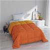 Italian Bed Linen Trapunta Invernale Singola 170x260 cm, Bicolore, Doubleface, Microfibra, Made in Italy - Piumone Imbottitura 300gr Arancio/Giallo