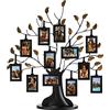 Americanflat Albero genealogico in bronzo con 12 cornici da appendere 5,1 x 7,6 cm in nero e nappe regolabili - 56 cm