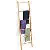 Relaxdays Portasciugamani a Scala, 6 Aste, Scaletta per Asciugamani, da Appoggiare in Bagno, HxL: 170 x 55 cm, Marrone