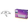 Philips Lighting Limbali Lampada Faretti a Spirale 3 Luci 3 x 50 W, Argento & LED Spot - Confezione Faretti LED, Attacco GU10, 4.6 W Equivalenti a 50 W, Luce Bianca Naturale Calda, 6 pezzi