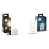 Philips Hue White Filament, Lampadina LED Smart a Filamento, Luce Bianca Calda, Dimmerabile, Attacco E27 & Telecomando Dimmer Switch, Controllo illuminazione Smart, Bianco, Versione 2021