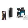 Philips Hue White and Color Ambiance Appear Lampada da Parete Smart per Esterni, Doppia Illuminazione Sopra/Sotto LED Integrato Alluminio Nero & Bridge 2.0, Centro di Controllo del Sistema Hue, Bianco