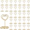 AiQInu 30 Pezzi Portacartelle a Forma di Cuore Dorato in Acciaio Inox, Clip per Menu, Clip Foto per Matrimonio, Festa, Ufficio