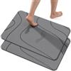 Euqvunn Tappeto da Bagno in Diatomite Antiscivolo 60 x 39 cm (Set da 2) - Tappetino in Pietra Assorbente, Antimuffa, Asciugatura Rapida per Bagno, Cucina e Vasca - Grigio