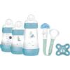 MAM Welcome To The World, Set Regalo con 3 Biberon Easy Start Anticolica, Ciuccio Start Nanò, Clip It! & Cover, con Custodia Portaciuccio, Azzurro