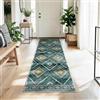 DEFYNEE Tappeto passatoia per corridoio, 80 x 150 cm, antiscivolo, a pelo corto, lavabile, pieghevole, design boho, per corridoio, cucina, soggiorno e ufficio, verde petrolio