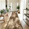DEFYNEE Tappeto passatoia 60 x 300 cm, antiscivolo, a pelo corto, lavabile, pieghevole, design astratto, per ingresso, cucina, soggiorno e ufficio, marrone