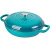 nuovva Casseruola bassa in ghisa con coperchio - antiaderente, adatta al forno fino a 260 °C - pentola resistente, adatta al forno - pentola smaltata - blu-verde, 30 cm - Nuovva