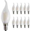 BELINGGO Lampadine a candelabro a LED dimmerabili E14, 4 W, 2700 K, bianco caldo e morbido, 400 lm, attacco Edison E14, C35, in vetro smerigliato, punta piegata, confezione da 10