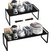 Isyunen Porta Piatti e Stoviglie Allungabile, Mensole Salvaspazio Cucina, Organizer Credenza per Cibo e Utensili in Metallo Nero