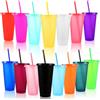 LDXDRU 15 bicchieri con coperchio e cannucce, 710 ml, in plastica, colorati, riutilizzabili, con coperchio, per festival, feste, campeggio