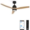 CREATE / WINDSTYLANCE DC/Ventilatore da soffitto con WIFI con luce, motore DC nero, con pale in legno naturale/Silenzioso, 2 altezze, timer