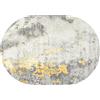 Rururug Grandi Tappeto Ovale 200 x 300 cm tappeti Moderno Salotto Camera da Letto Vintage Soggiorno scendiletto,Fondo grigio argento con decorazioni in oro Oval 200 x 300 cm