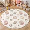 HASLEFND Galassia Acquerello La Luna, un pianeta a spirale Rosa Tappeti Rotondo 160cm Antiscivolo Lavabile In Lavatrice Tappeto Salotto Camera Sedia Ufficio Da Pranzo Esterno Pelo Corto Rug Carpet