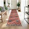 DEFYNEE Tappeto passatoia per corridoio, 80 x 240 cm, antiscivolo, a pelo corto, lavabile, pieghevole, design boho, per corridoio, cucina, soggiorno e ufficio, rosso