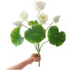 MoSundi Fiore di loto artificiale e foglie, 57 cm, pianta realistica di ninfea, per interni ed esterni, decorazione da giardino, elegante fiore in seta sintetica rosa chiaro (bianco)