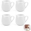 Whcctl 4 bricco per panna in ceramica, piccola porcellana bianca, mini brocca per latte in ceramica, con manico, 50 ml, mini brocca per salsa, insalata, caffè, miele, bianco