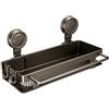 Filteilect Supporto per spugna per lavello da cucina con forte ventosa, contenitore in acciaio inossidabile antiruggine con drenaggio rimovibile per bottiglie di sapone e spugne (33 x 15 x 6)