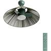 CREATE / WIND LAMP WOVEN/Ventilatore da soffitto luce e telecomando verde salvia / 25W, timer, Ø75 cm, funzione estate-inverno, LED 3 temperature, corpo in corda, flusso d'aria concentrato