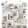 Confezioni Giuliana N. 4 cuscini coprisedia per cucina con laccetti FULL LOVE stile tirolese cuori legno Made in Italy