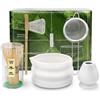Gebrazy Matcha Kit, Matcha Set 5 pezzi con Matcha Ciotola con beccuccio, Bamboo Matcha Whisk, Bamboo Scoop, Supporto per Frusta in Ceramica, Colino, Matcha Cerimoniale Kit per preparare tè leggero, tè forte